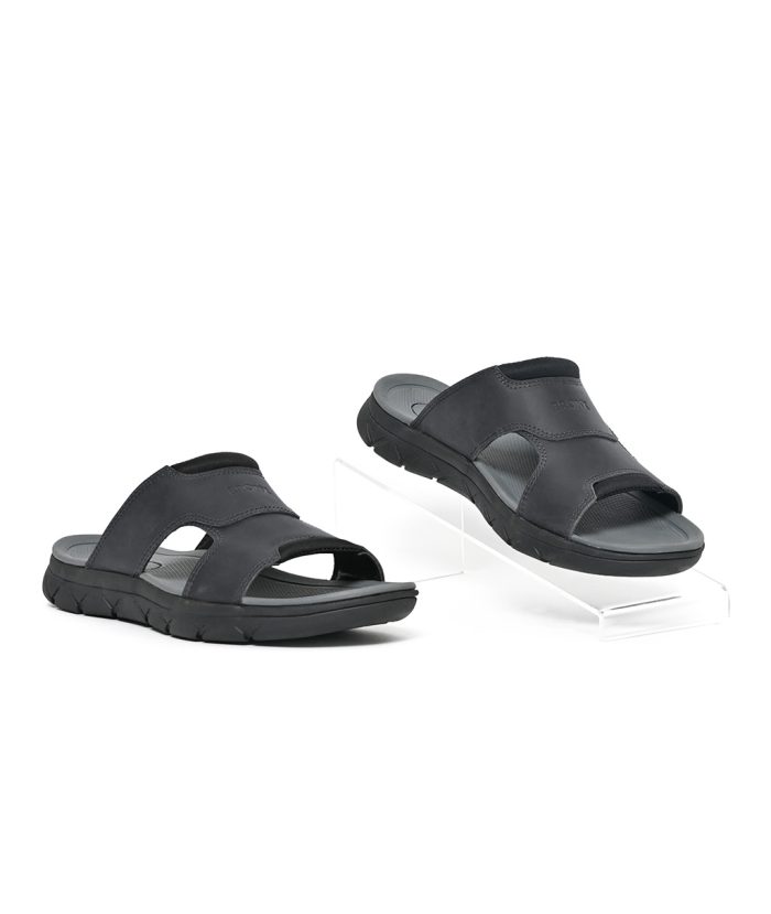 black slip on sandal